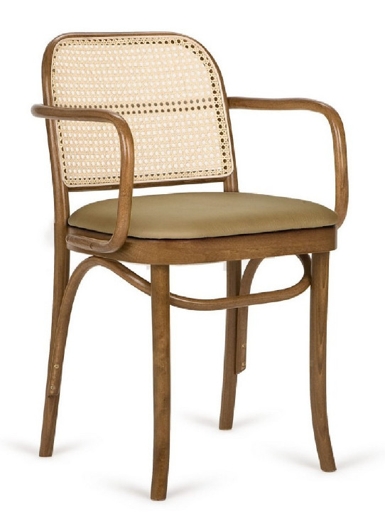 811 HOFFMANN RESTYLED fauteuil bois & cannage machine tapissé