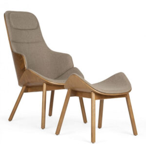 ADORÉ fauteuil ultra lounge & repose-pieds en bois design intérieur tapissé
