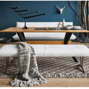 ARROUND.DINING, petit banc 2,5 places cuir ou tissu, pieds bois ou métal