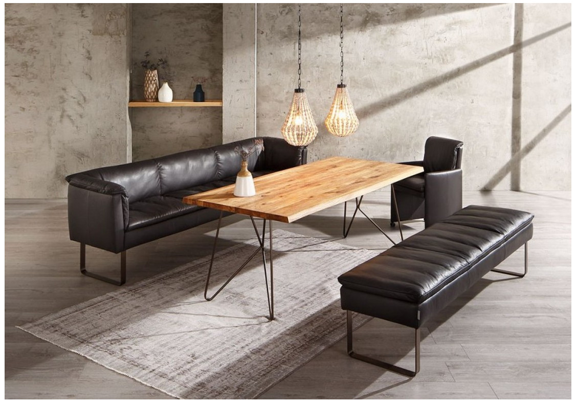 Banc EAT.LOUNGE cuir ou tissu, pieds métal - Image 2