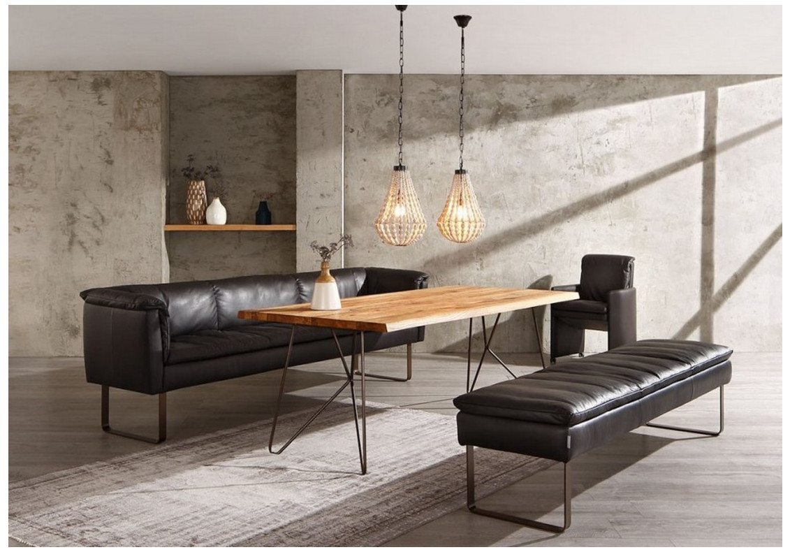 Banc EAT.LOUNGE cuir ou tissu, pieds métal - Image 3