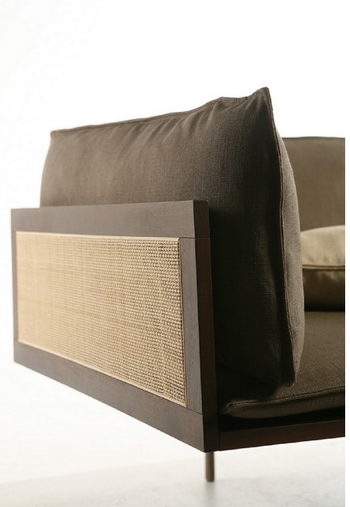 Canapé 3 places LOOM POTOCCO cuir, tissu, nubuck & cannage - Image 3