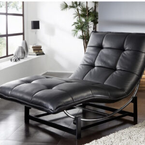 Chaise longue en cuir ou tissu de relaxation ROCKME L avec support