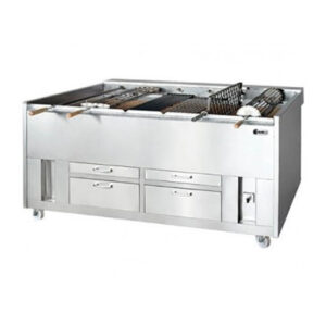 Churrasco professionnel à charbon de bois à grilles rotatives